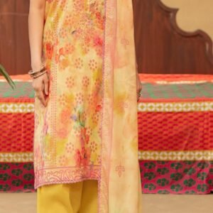 GULLBANO | 3 Piece Digital Printed Lawn Suit – Unstitched  | Embroidered Neck Summer Collection