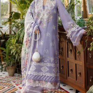 Elaf Inspired Summer Lawn Suit 2026 – 3 Piece Embroidered Dress with Chiffon Dupatta